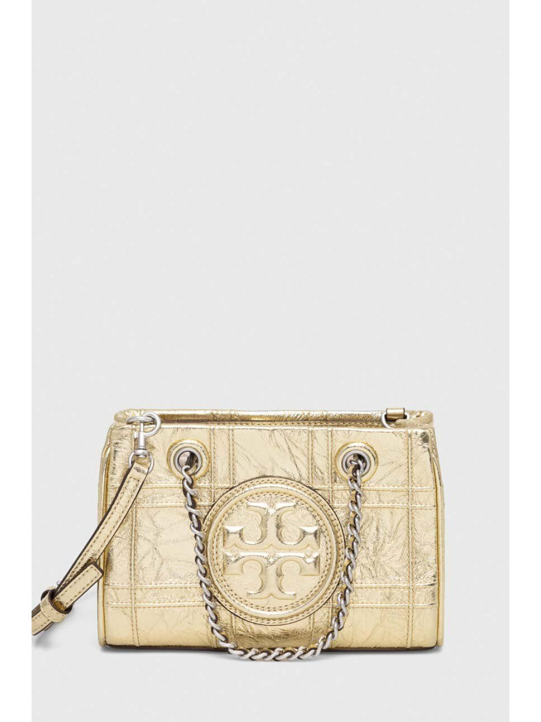 Kožená kabelka Tory Burch Fleming Soft Metallic zlatá barva 152480 700